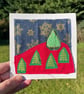 Textile trees, Christmas card, textile card , recycled card - Image 1