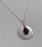 Silver disc pendant with amethyst - Image 2