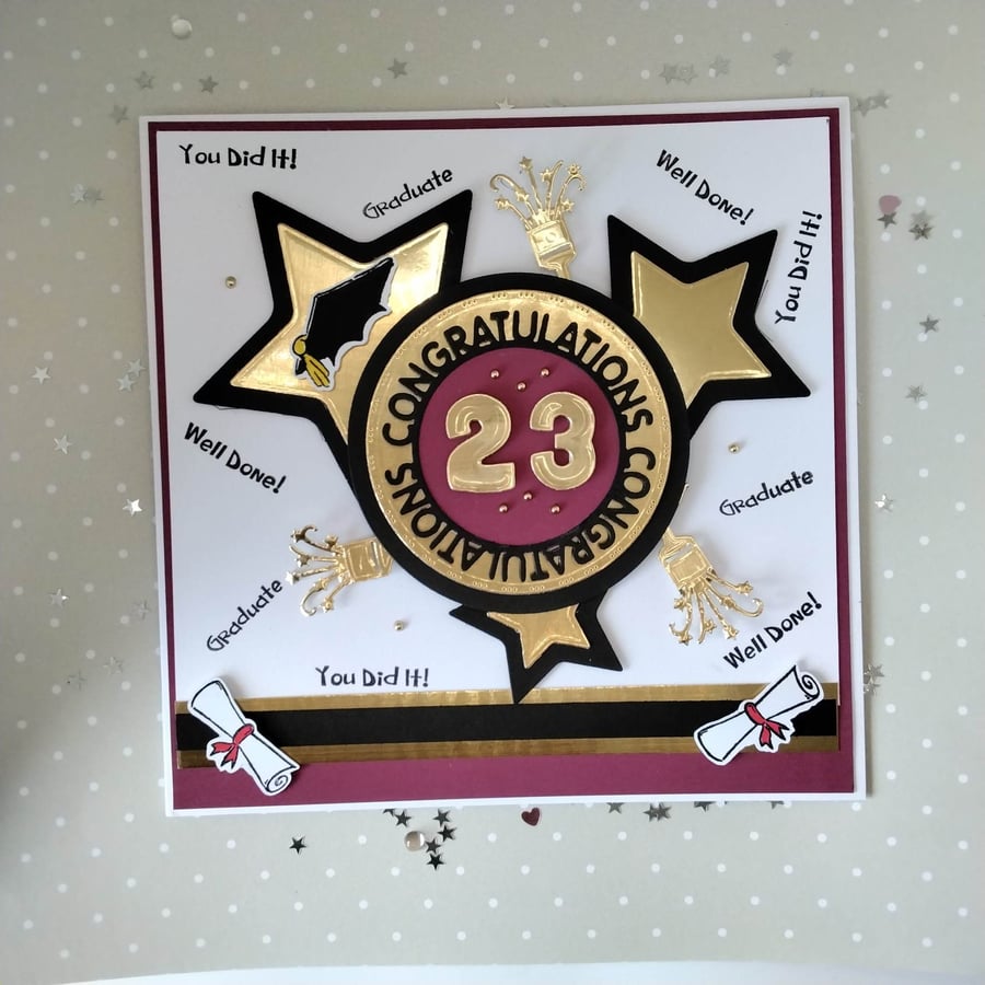 Hand- made, unique, luxury, personalized Graduation, Exam card