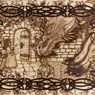 The Dragon's Garden - A4 Premium Art Print of an Original Wood-Burned Wall Art