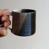 Beautiful small handmade ceramic stoneware mug blues and white