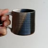 Beautiful small handmade ceramic stoneware mug blues and white