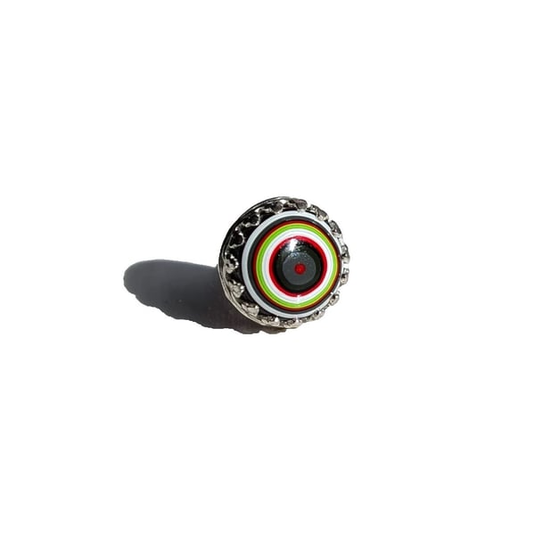 Sterling Silver 925 & 8mm Round Striped Bullseye Fordite Statement Nose Stud