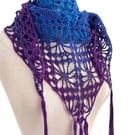 Beaded Crochet Shawl - Turquoise, Blue and Purple
