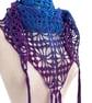 Beaded Crochet Shawl - Turquoise, Blue and Purple