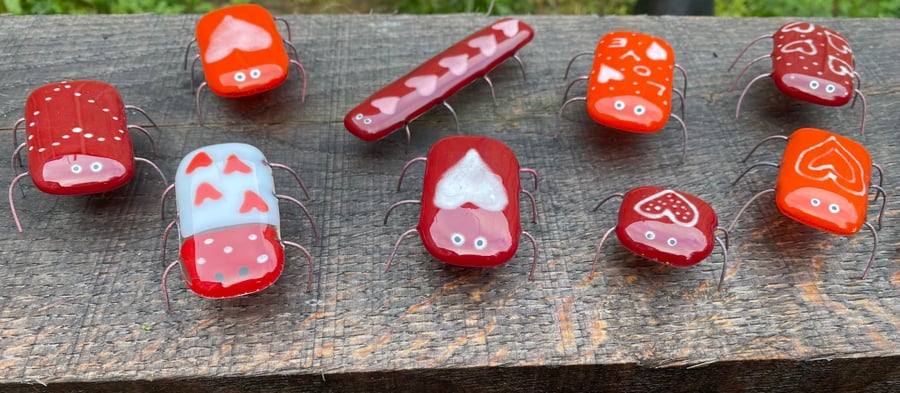 Fused Glass Love Bugs