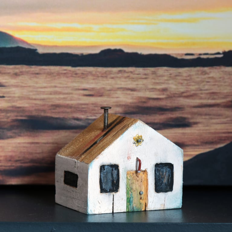 Wonky Driftwood Hoose Shetland Inspired, Driftwood Art from Scotland 