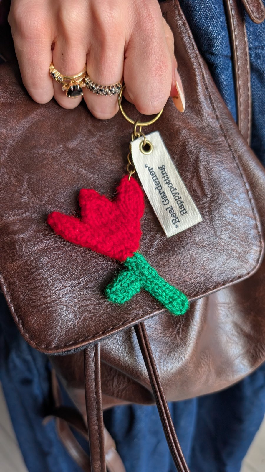 Happypotting 'Real Gardener' Handmade Tulip Keyring Gift Set - RED