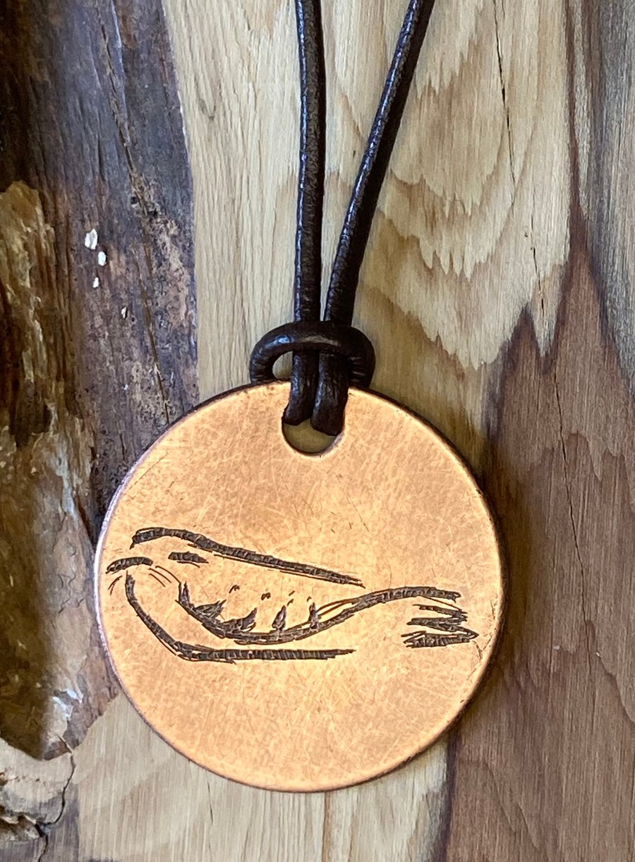 Nightjar - Handmade Etched Copper Pendant Necklace