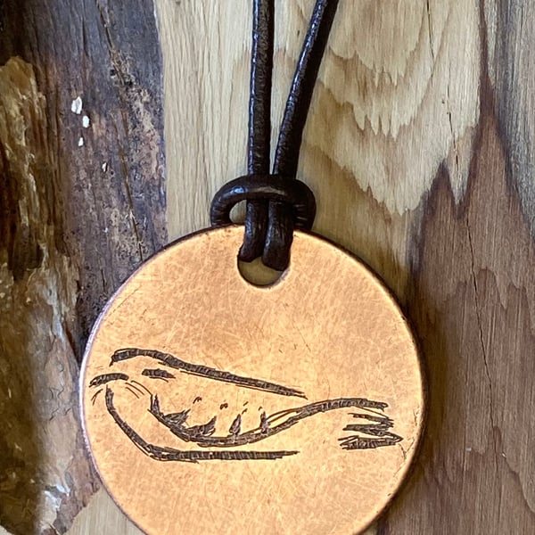 Nightjar - Handmade Etched Copper Pendant Necklace