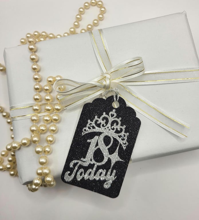 Age Celebration Glitter Gift Tags, Milestone Birthday Tags, Sparkly Tags