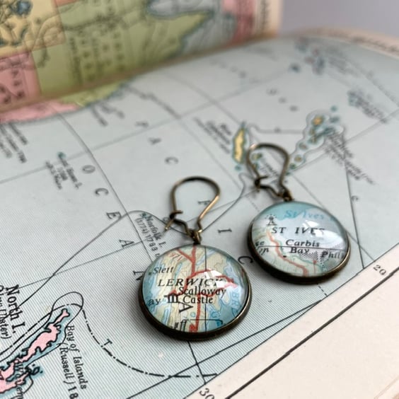 Personalised Map Location Earrings, Unique Gift for Her