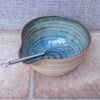 Drizzle bowl egg whisking salad dressing mixing hand thrown stoneware pottery 