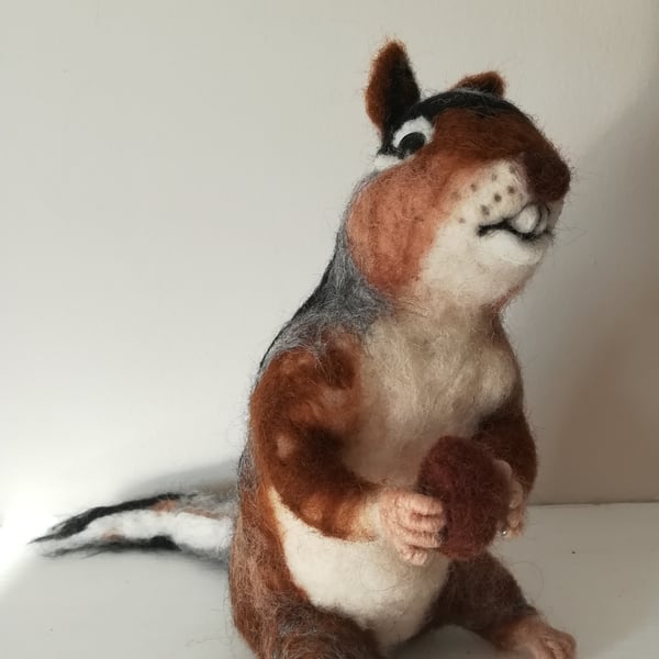 Chipmunk character needle felted wool sculpture collectable collectables OOAK so