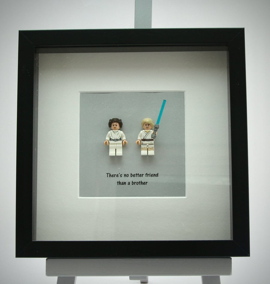  Princess Leia and Luke Skywalker mini Figures framed picture 