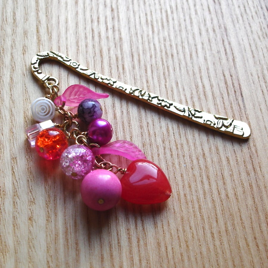 Pink Bead Cluster Bookmark
