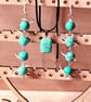 Turquoise Jewellery Set – Handmade Earrings & Pendant in Silver, Boho Gift Idea