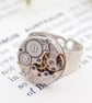 Mens Pinky Ring, Steampunk Ring, Steampunk Signet, Simple Silver Watch Movement  - Image 7