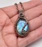 Wire Woven Labradorite and Copper One of a Kind Pendant - Image 2