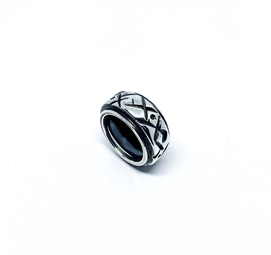 Abstract chunky ring in sterling silver 925