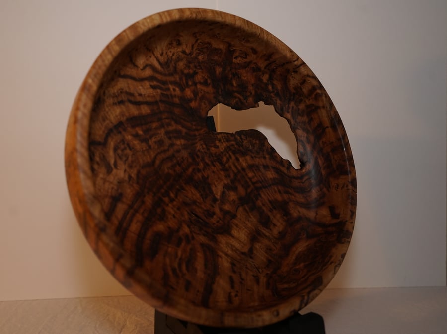 Large Burr chestnut hand-turned wooden bowl