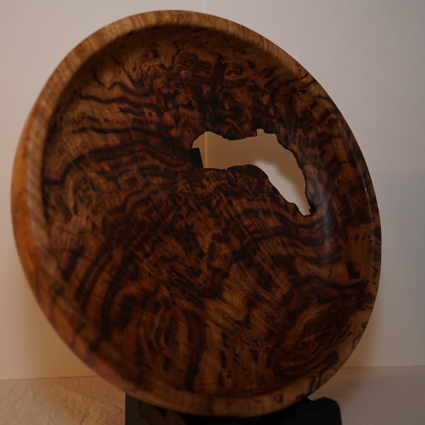 Large Burr chestnut hand-turned wooden bowl