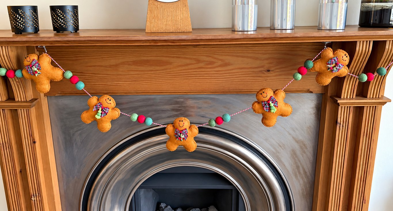 Handmade Felt Gingerbread Christmas Garland