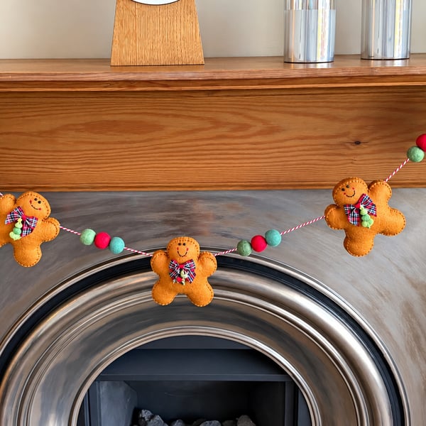 Handmade Felt Gingerbread Christmas Garland
