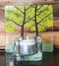 Handmade Fused Glass 'Spring Tree' T-Light Holder - Image 3
