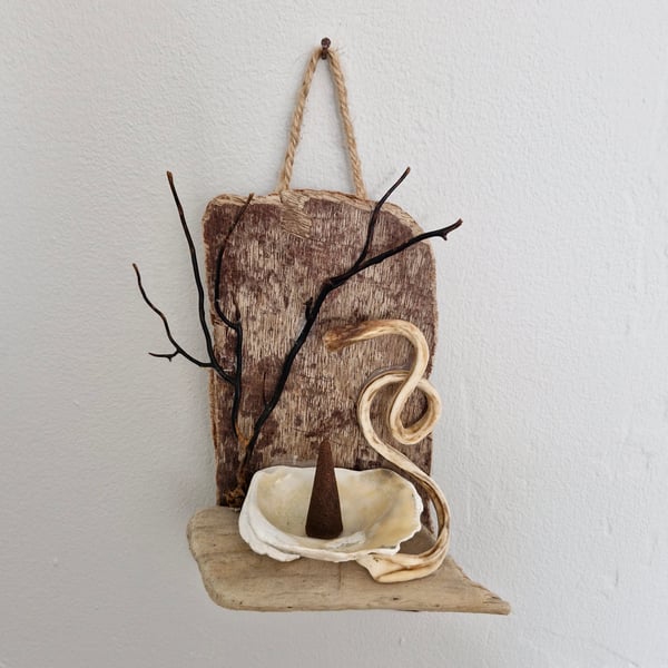 Handmade Driftwood Incense Cone Burner. 