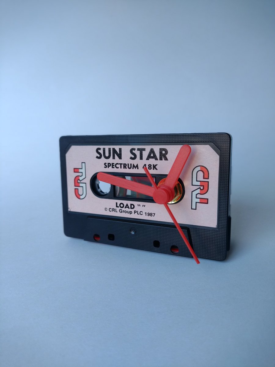 ZX Spectrum cassette desk clock, Retro gamer gift, Sun Star