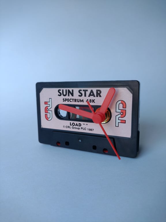 ZX Spectrum cassette desk clock, Retro gamer gift, Sun Star