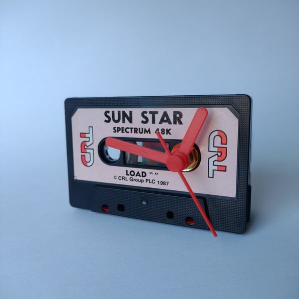 ZX Spectrum cassette desk clock, Retro gamer gift, Sun Star