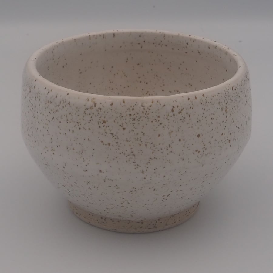 Stoneware small bowl, white speckled glaze.
