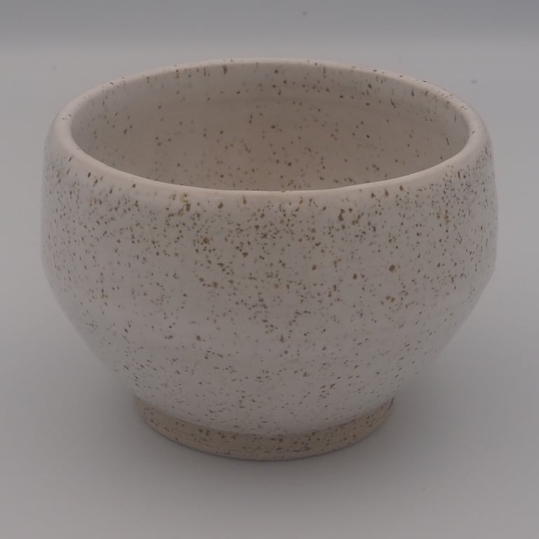 Stoneware small bowl, white speckled glaze.