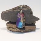 Fused Glass "Cosmic Shimmer" Pendant Necklace - 1274