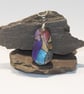 Fused Glass "Cosmic Shimmer" Pendant Necklace - 1274