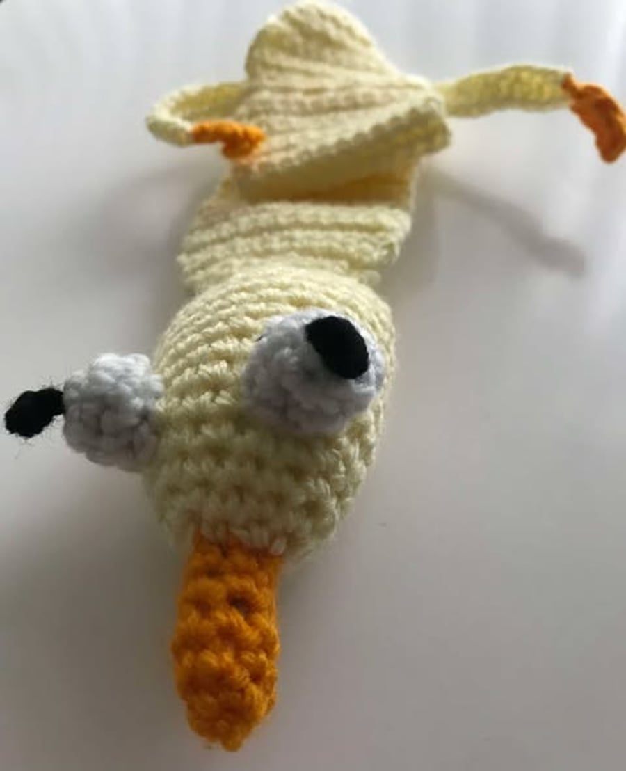 Handmade Crochet Squashed Duck Bookmark  