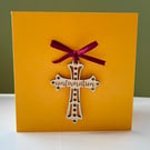 Blank card with detachable wooden 'confirmation' cross decoration