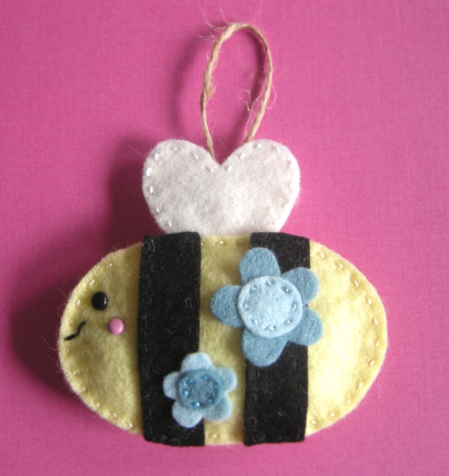 craft kit, sewing kit, make a Beth bee felt decoration, bee decoration, 