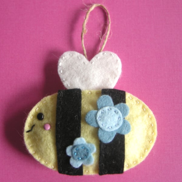 craft kit, sewing kit, make a Beth bee felt decoration, bee decoration, 