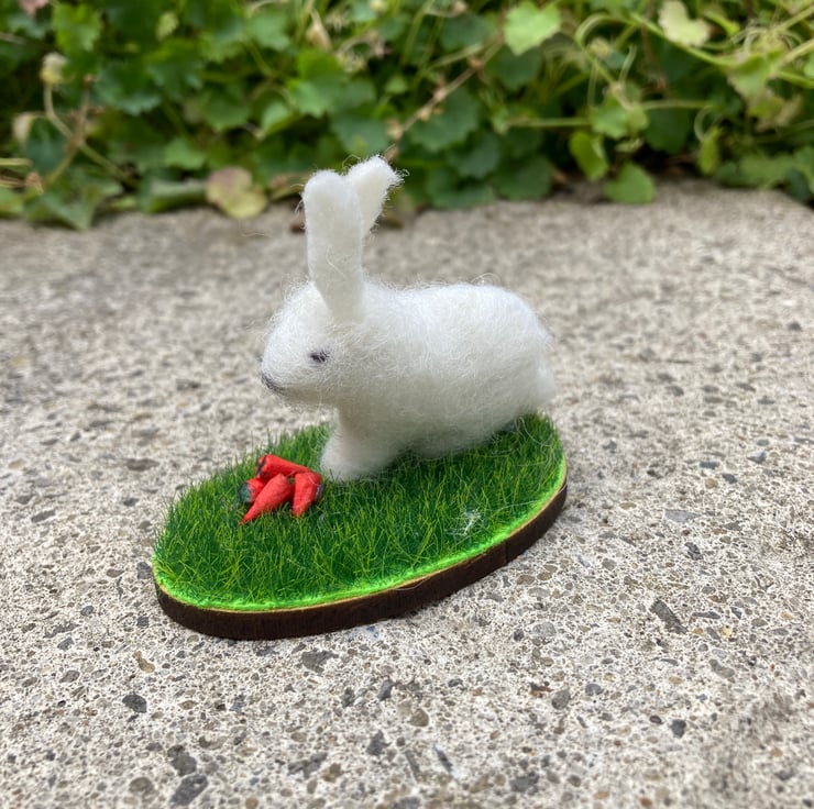 Felted bunny with carrots, ornament - Folksy