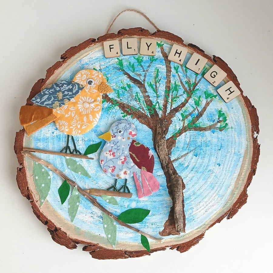 Wooden wall art birds - FLY HIGH