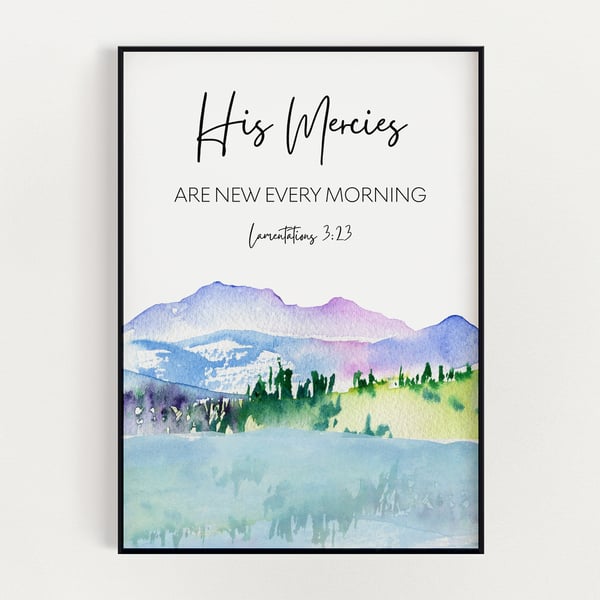 BIBLE VERSE WALL Art, Lamentations 3:23, Script... - Folksy