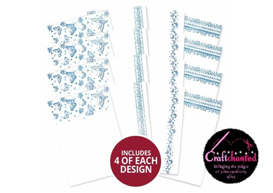 Hunkydory - Butterfly Blue - Luxury Foiled Acetate - A4 - 220 Micron - 16 Sheets