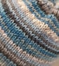Handknit KNOTTY TOP BEANIE Stripey jacquard blue grey child teen adult small - Image 5