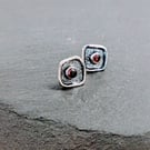 Sterling Silver Garnet stud earrings, STUD earrings