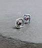 Sterling Silver Garnet stud earrings, STUD earrings