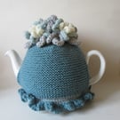 Tea cosy Tea cosie - Christmas whirly twirly - ice blue