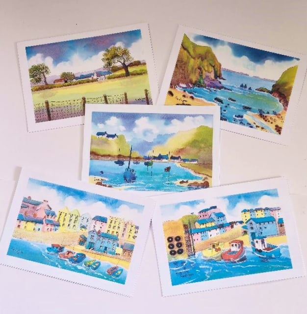 Artist Greeting Cards, Set of 5, Pembrokeshire Landscapes, Blank, Any occasion 